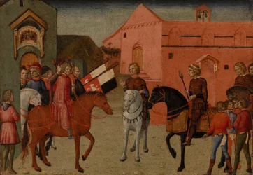Sienesische Regierungsbeamte empfangen eine Botschaft, ca. 1440